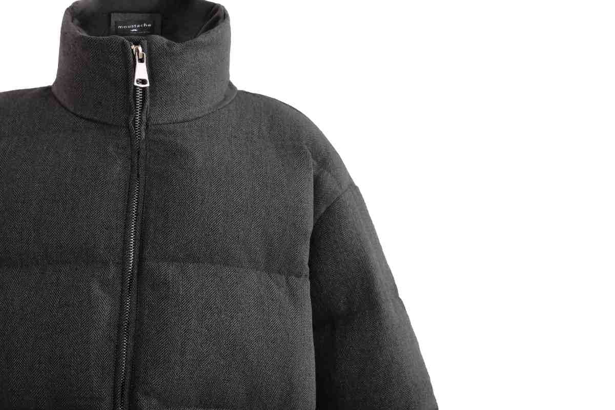 Black Puffer Jacket with High Collar