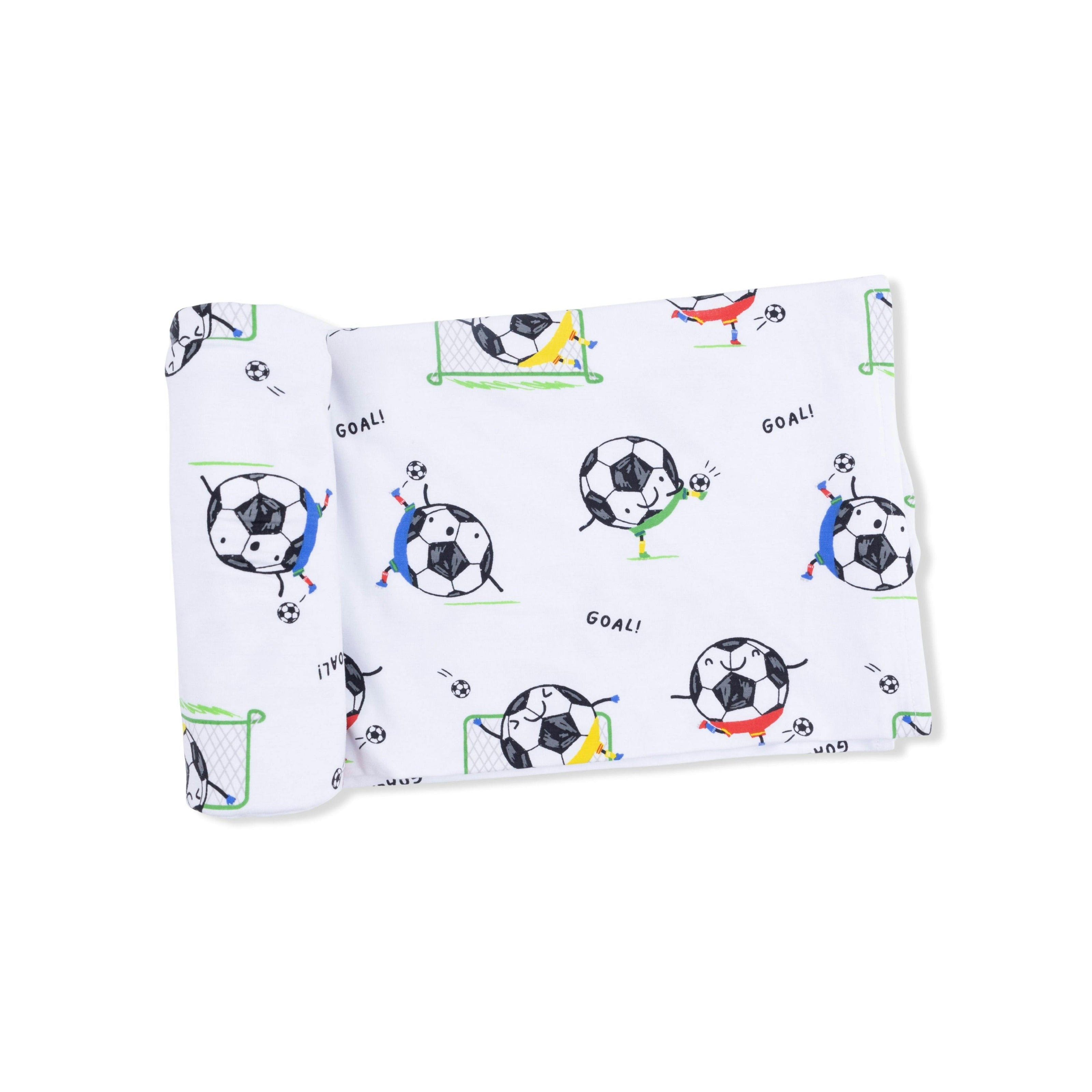 Soccer Balls Playing Soccer Blue  - Swaddle Blanket