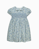 Arabella Floral Smocked Dress in Blue