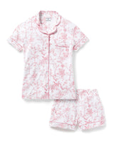 Women's Pima Short Sleeve Short Set in Pink Timeless Toile