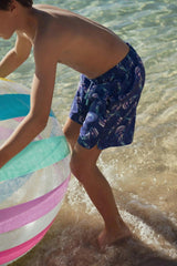 Boys' swim shorts, blue print | JELLYFISH
