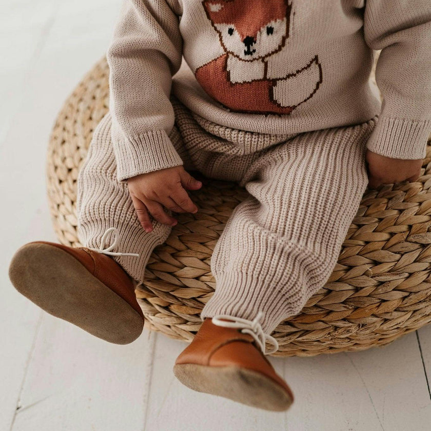 Boys Knit Pants in Sand