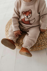Boys Knit Pants in Sand