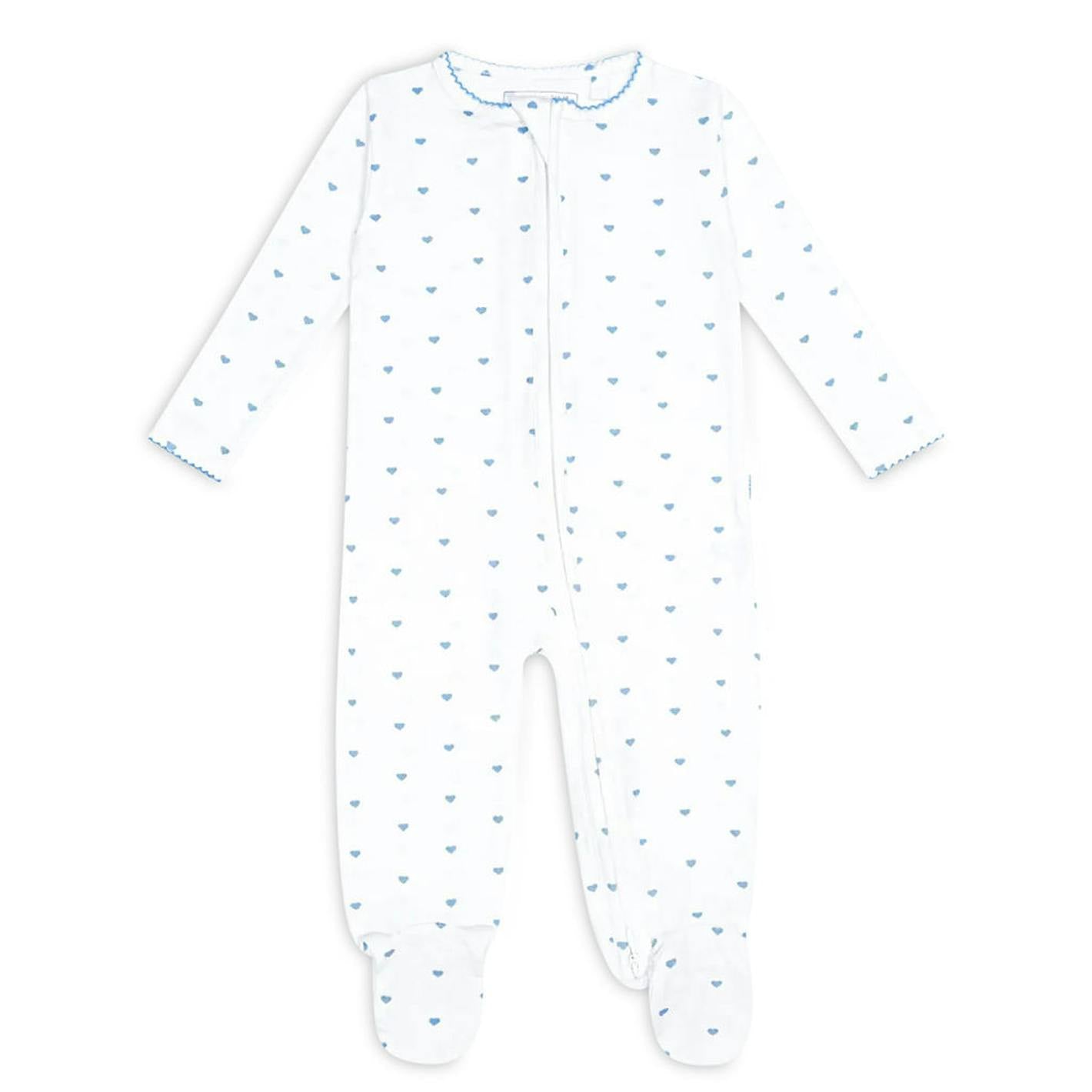 baby blue heart pima footie