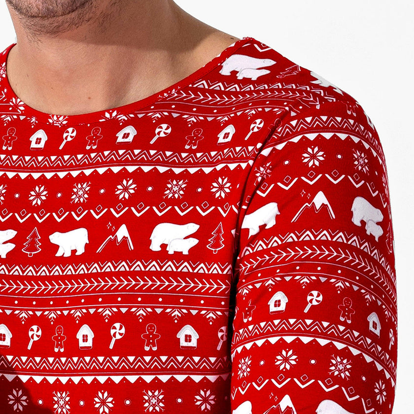 Polar Isle Red Bamboo Men's Pajama Set