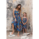 Mini Chantal Girls Dress Fiesta Blue Ikat, blue