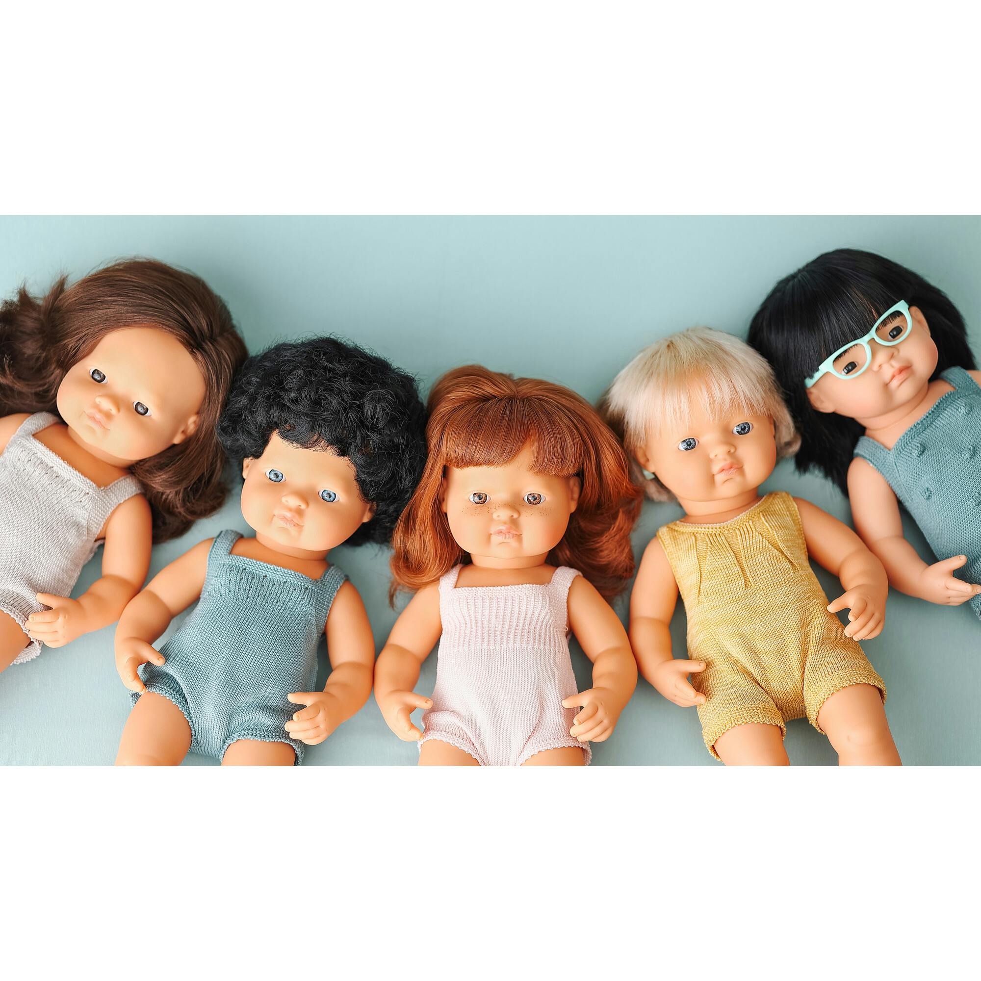 Colourful Edition Collection - Baby Doll Asian Girl with Glasses 15” (lead color rompers)