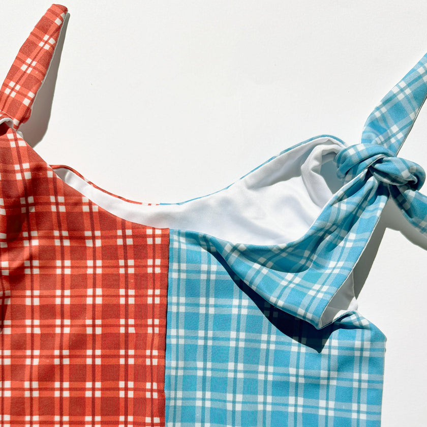 Twist Suit | Tie-top One Piece | Cherry Check and Dockside Check