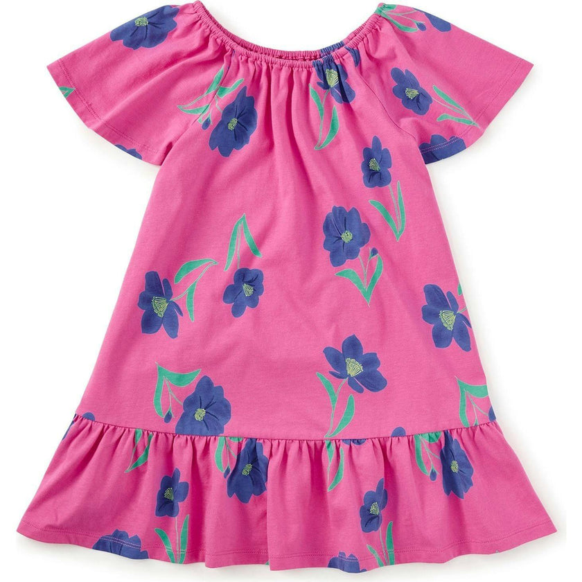 Flutter Sleeve Drop Skirt Dress, Pink
