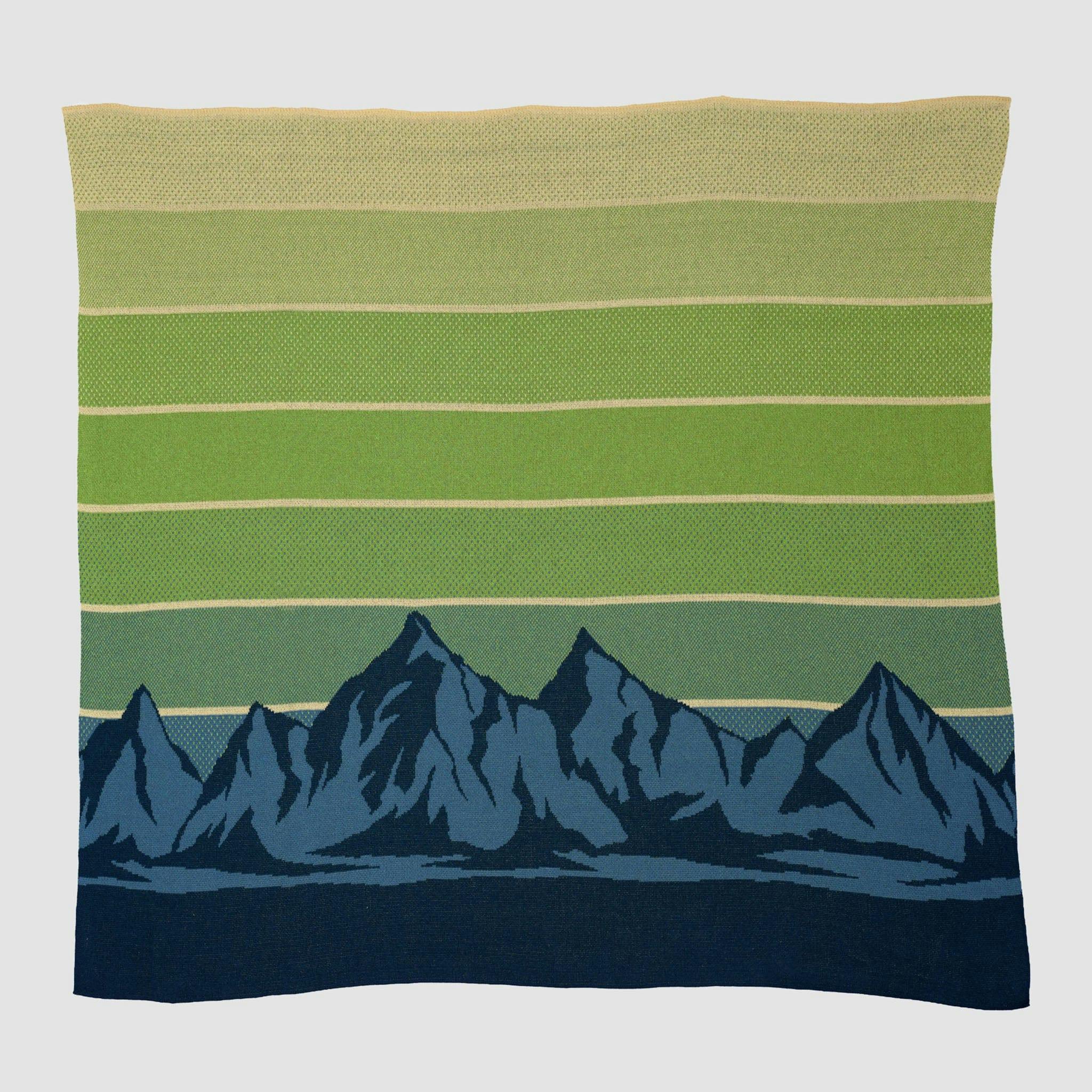 Cotton Sustainable Knit Throw Blanket | Mountain Sunscape