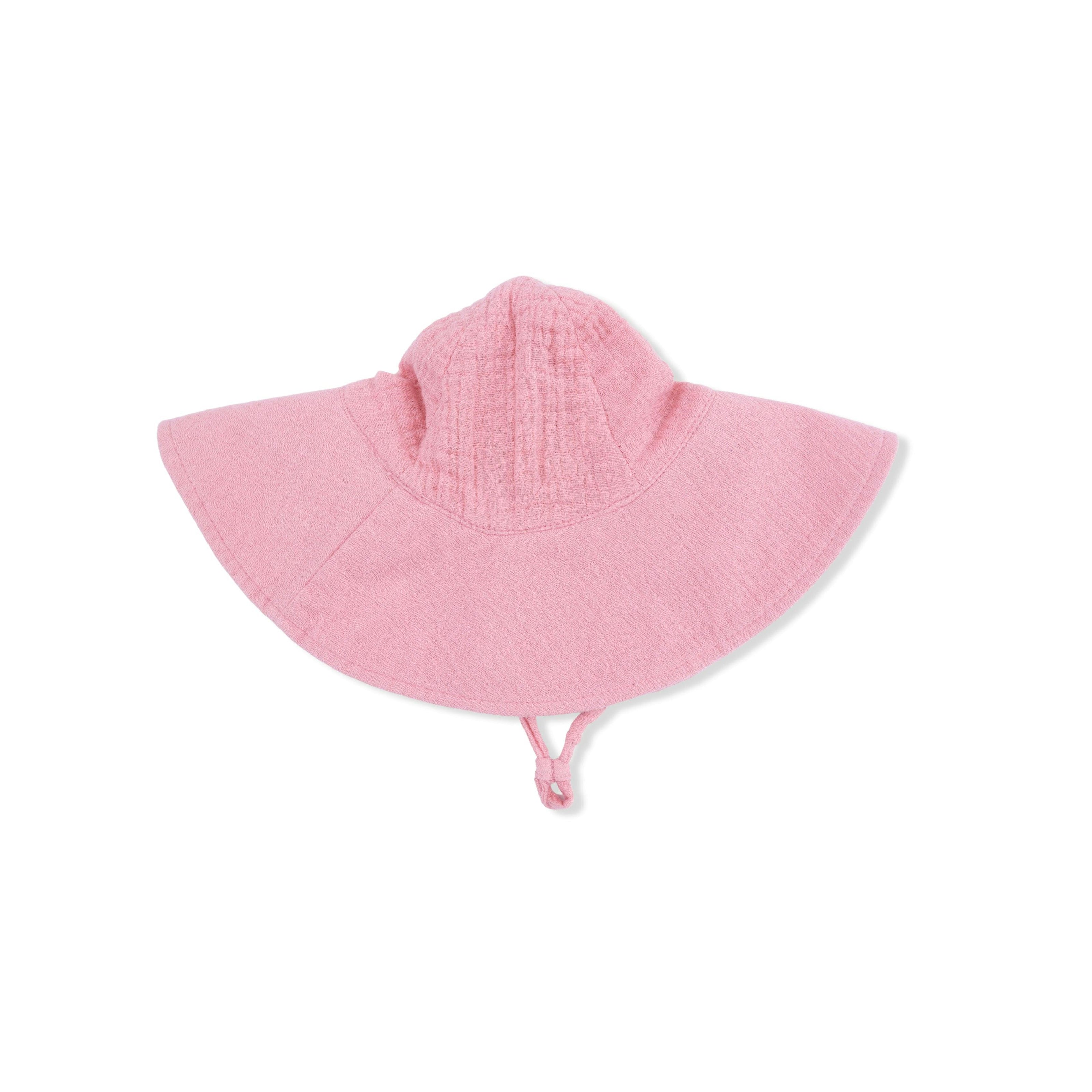 Solid Muslin Poignant Pink - Wide Brim Sun Hat