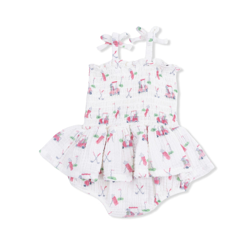 Baby Golf Carts Pink - Smocked Bubble with Skirt