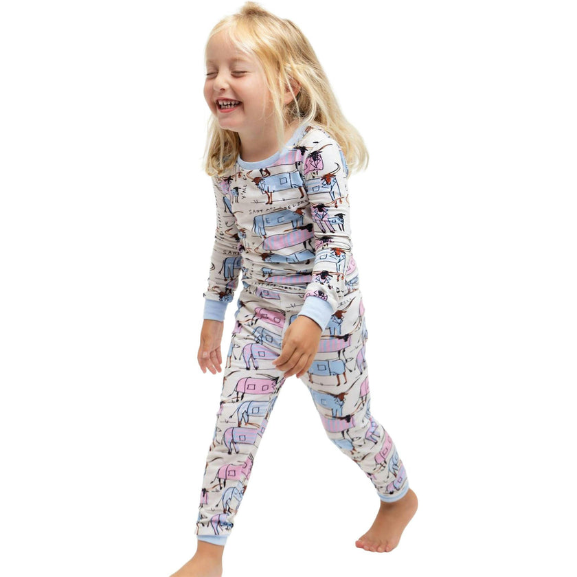 Kids Drawbertson Longhorns Long PJ Set - Organic Stretch Jersey Knit Cotton