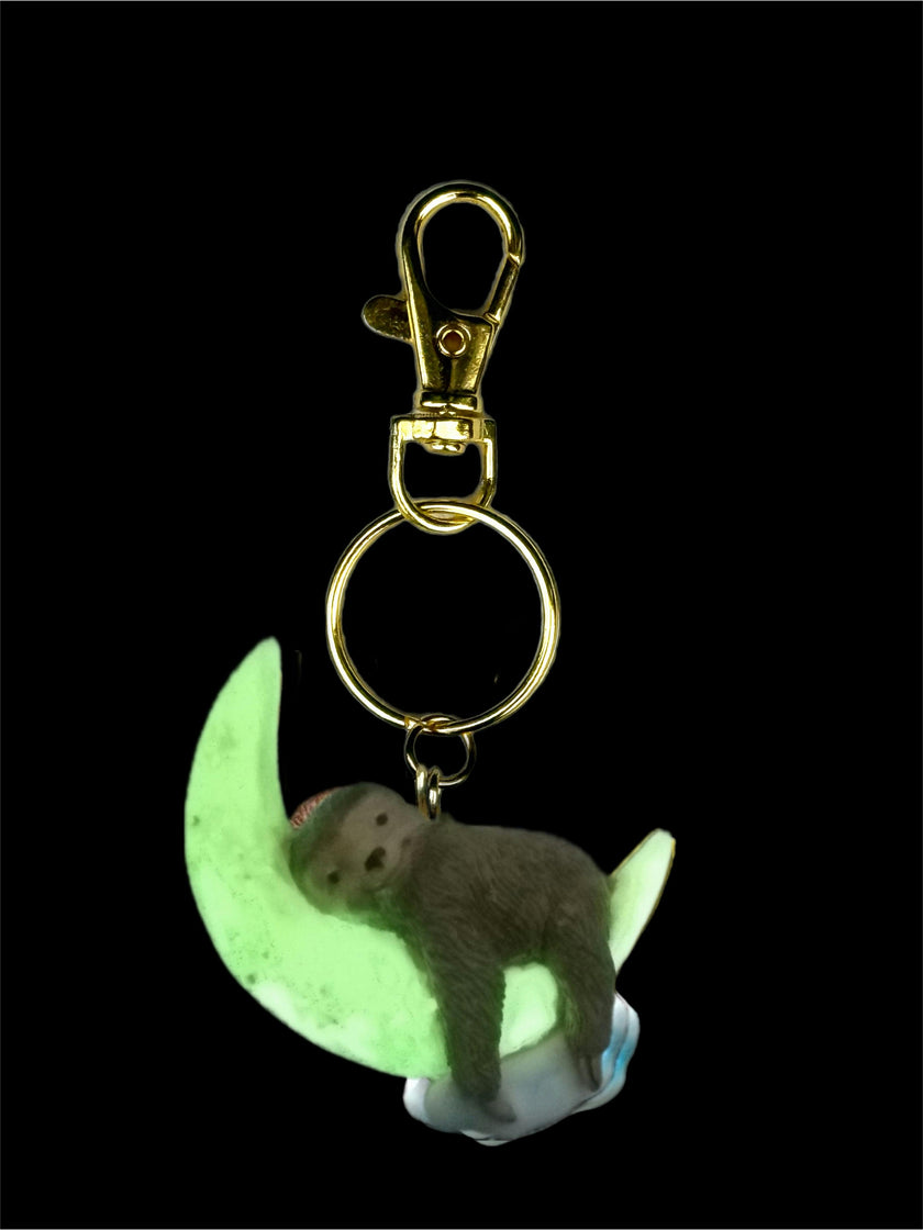 GLOW-IN-THE-DARK SLEEPY SLOTH BAG / KEY CHARM