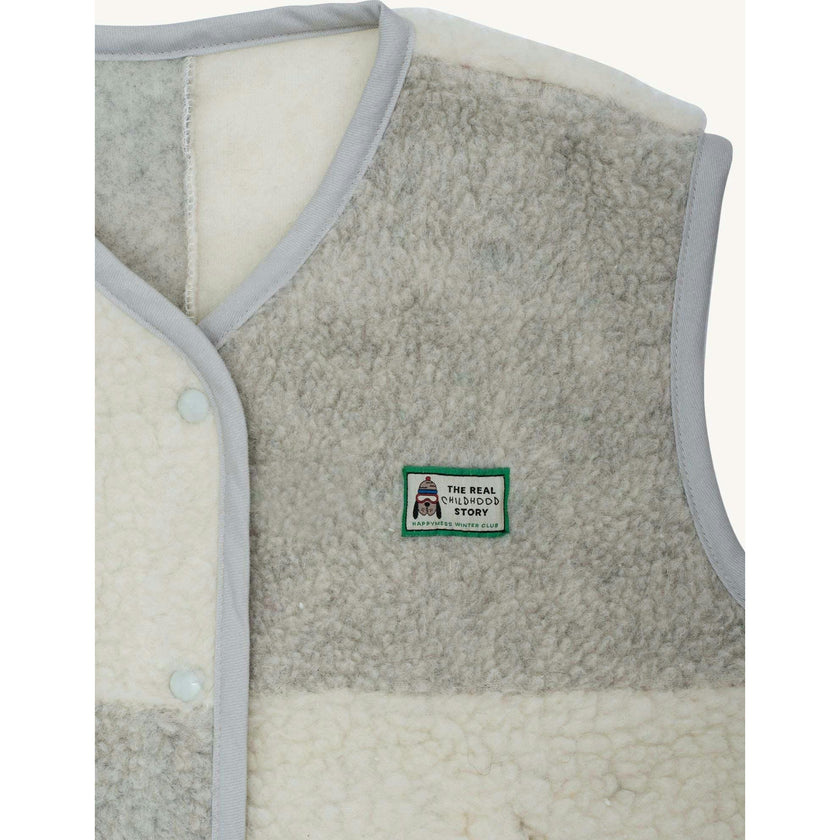 children's merino wool vest - cream & grey
