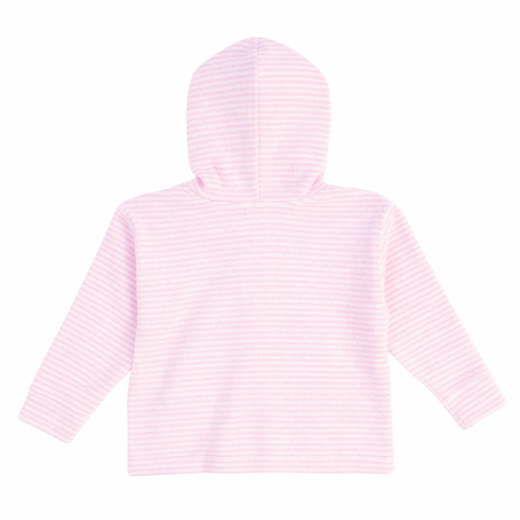 Stripe Terry Hoodie with Flower