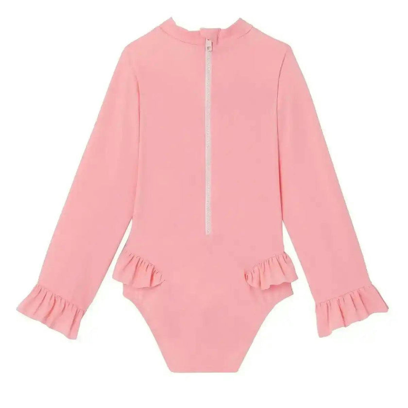 Baby Girl Anti-UV Jersey, Long Sleeves Neon Pink | BORA BORA BEBE