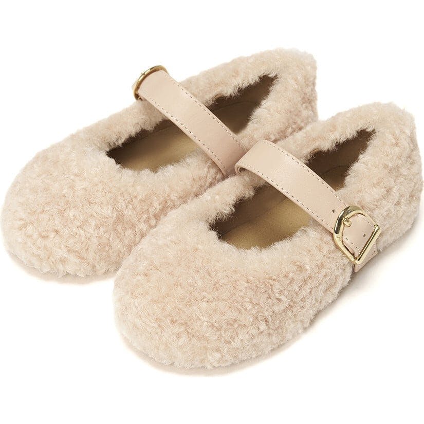 Buffy Contrasted Strap Fluffy Shearling Woody Shoes