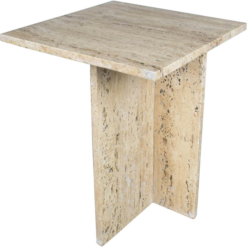 Cecil 18.5" Contemporary Natural Marble Handmade T-Shaped End Table