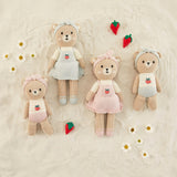 Emma the bear with strawberry Pink & natural - 11"