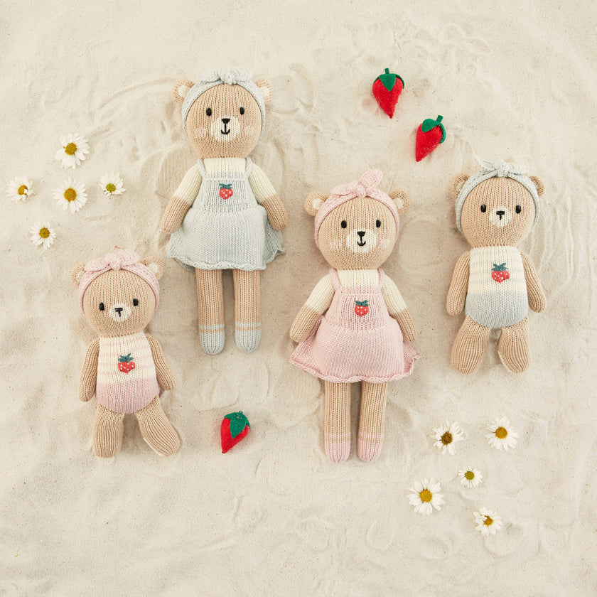 Emma the bear with strawberry Pink & natural - 11"