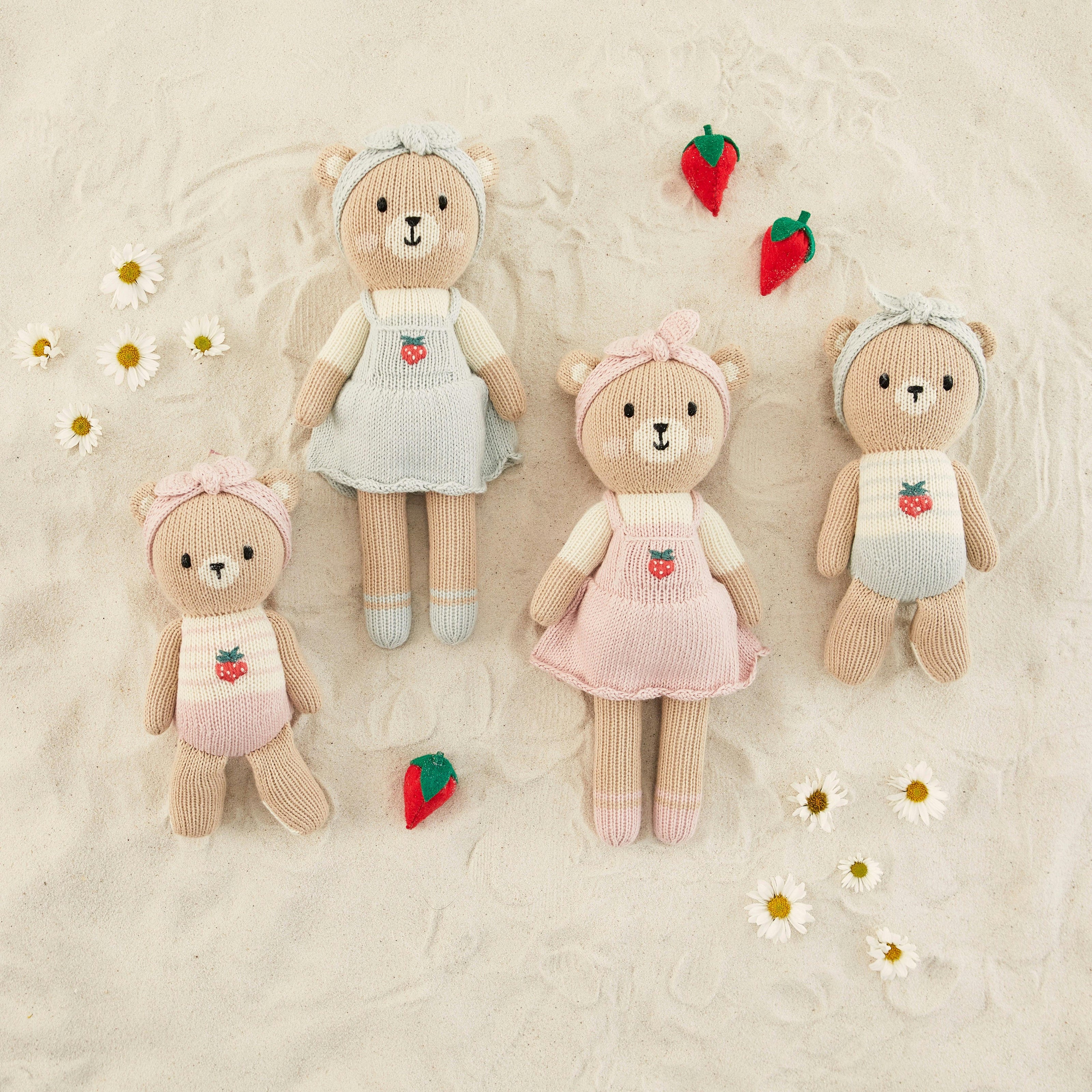 Emma the bear with strawberry Pink & natural - 11