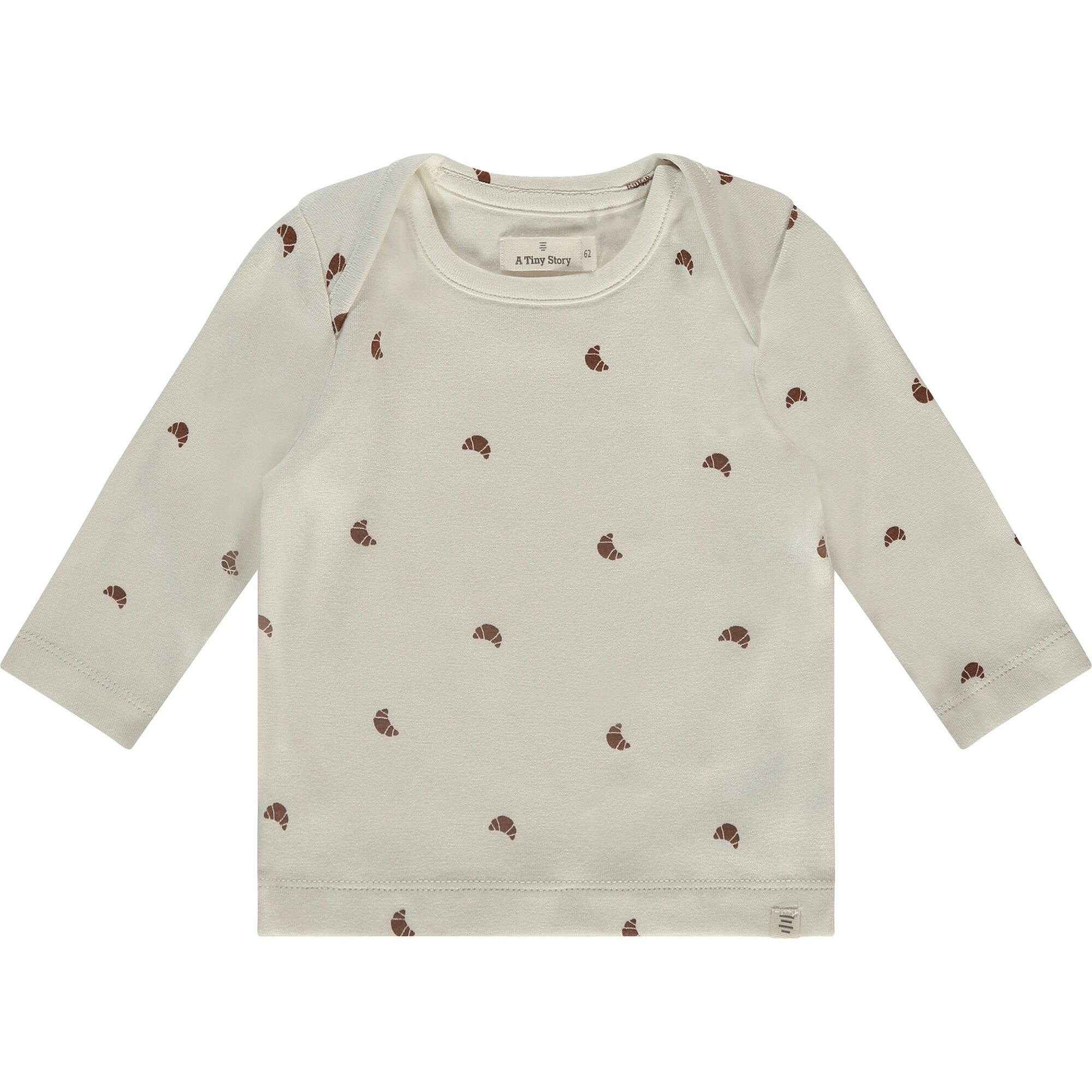 Croissant Print Round Neck Long Sleeve T-Shirt