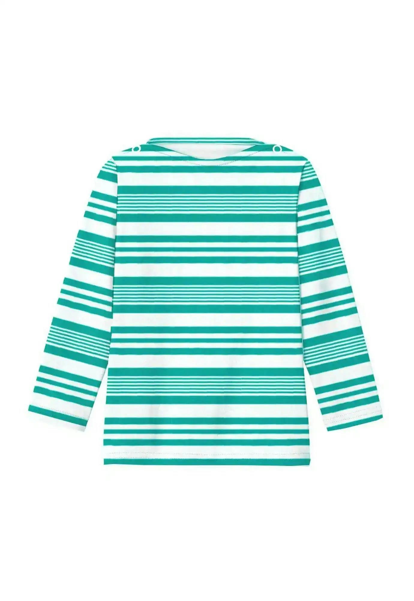 Boys' anti-UV T-shirt, green striped | T-SHIRT MALO