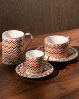 Tea Cup & Saucer ICONIC Set of 6 in Luxury Box diam. 3.3", H 2.3", cap. 7.5 oz, Saucer dim. 6"