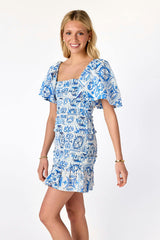 Pixie Smocked Dress Renaissance Tile