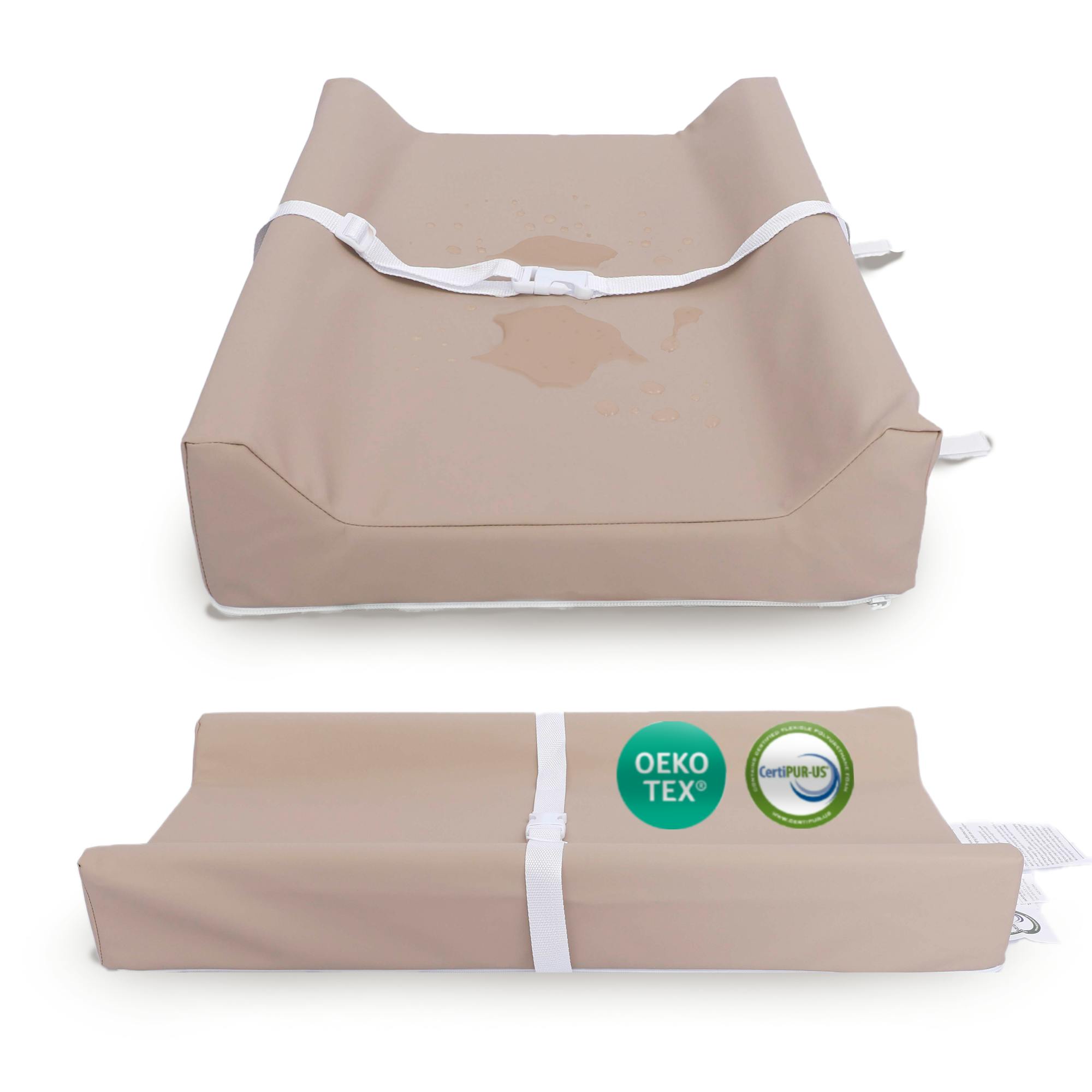 Sleepah Vegan Leather Baby Changing Pad – Contoured Waterproof & Wipeable Foam Changing Pad for Dresser or Table with Removable, Machine-Washable Cover