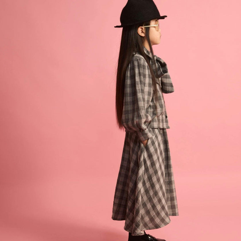 Check Bow Blouse
