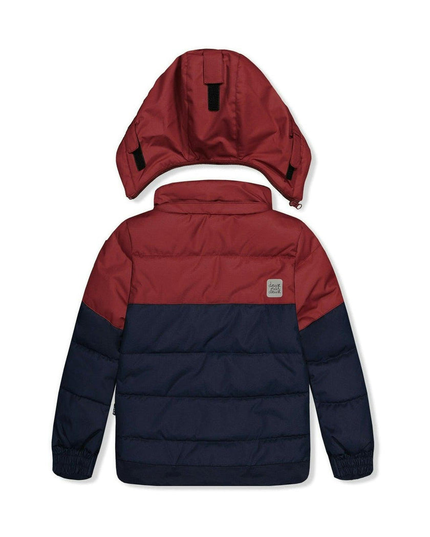 Two Piece Play Snowsuit Navy And Burgundy With Navy Pants