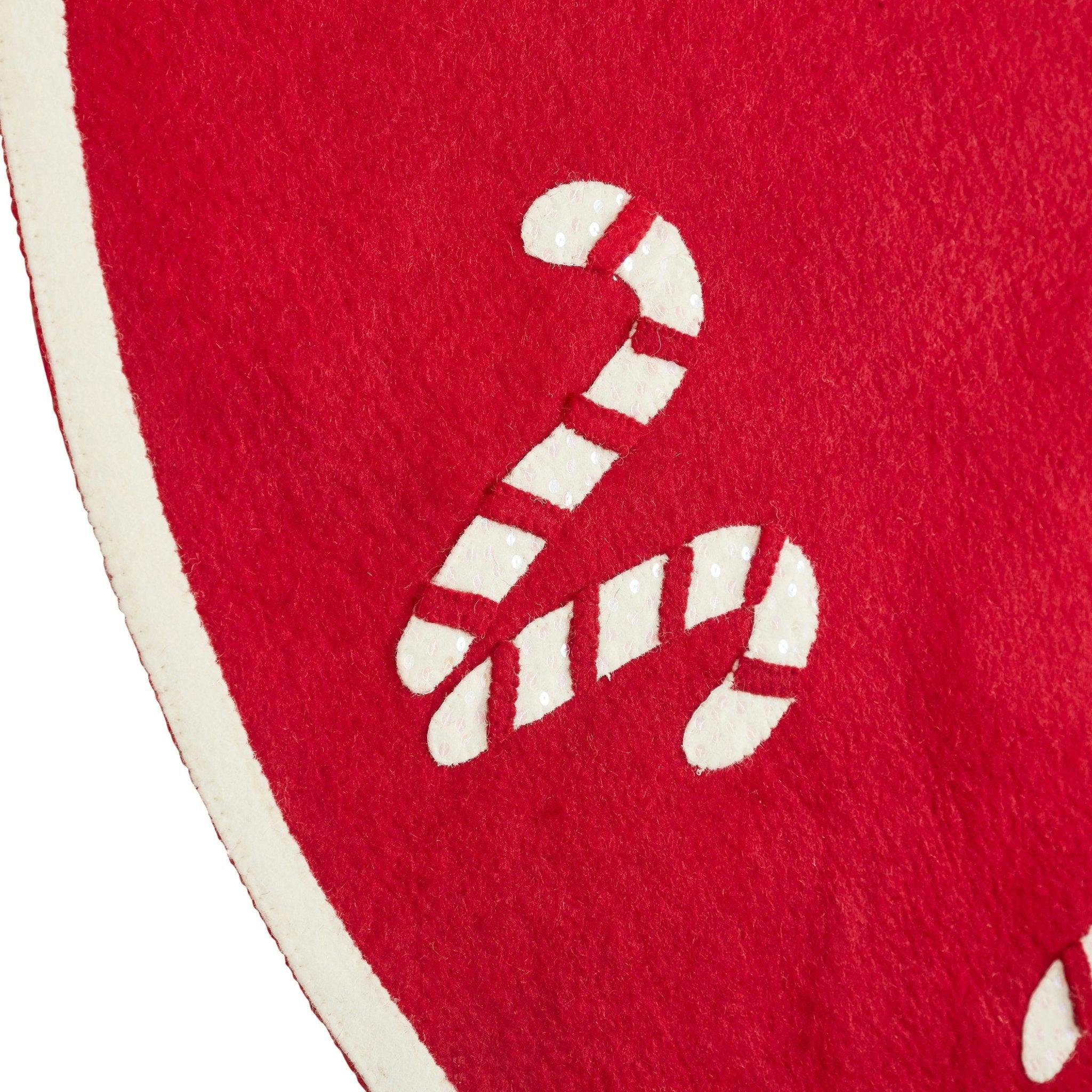 Handmade Candy Canes Red Felt Christmas Tree Skirt Felt 60