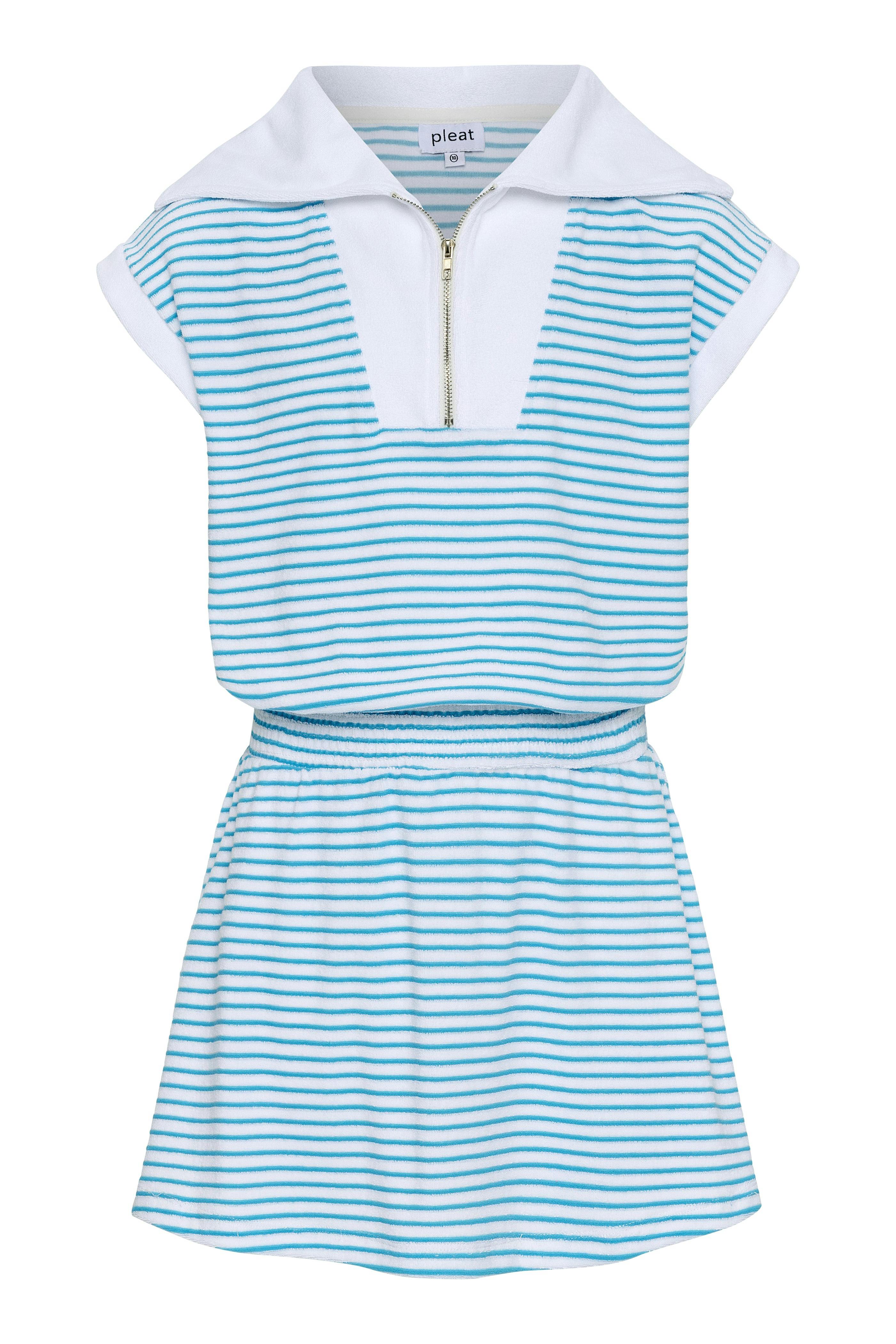 Wynne Dress Turq/White French Terry