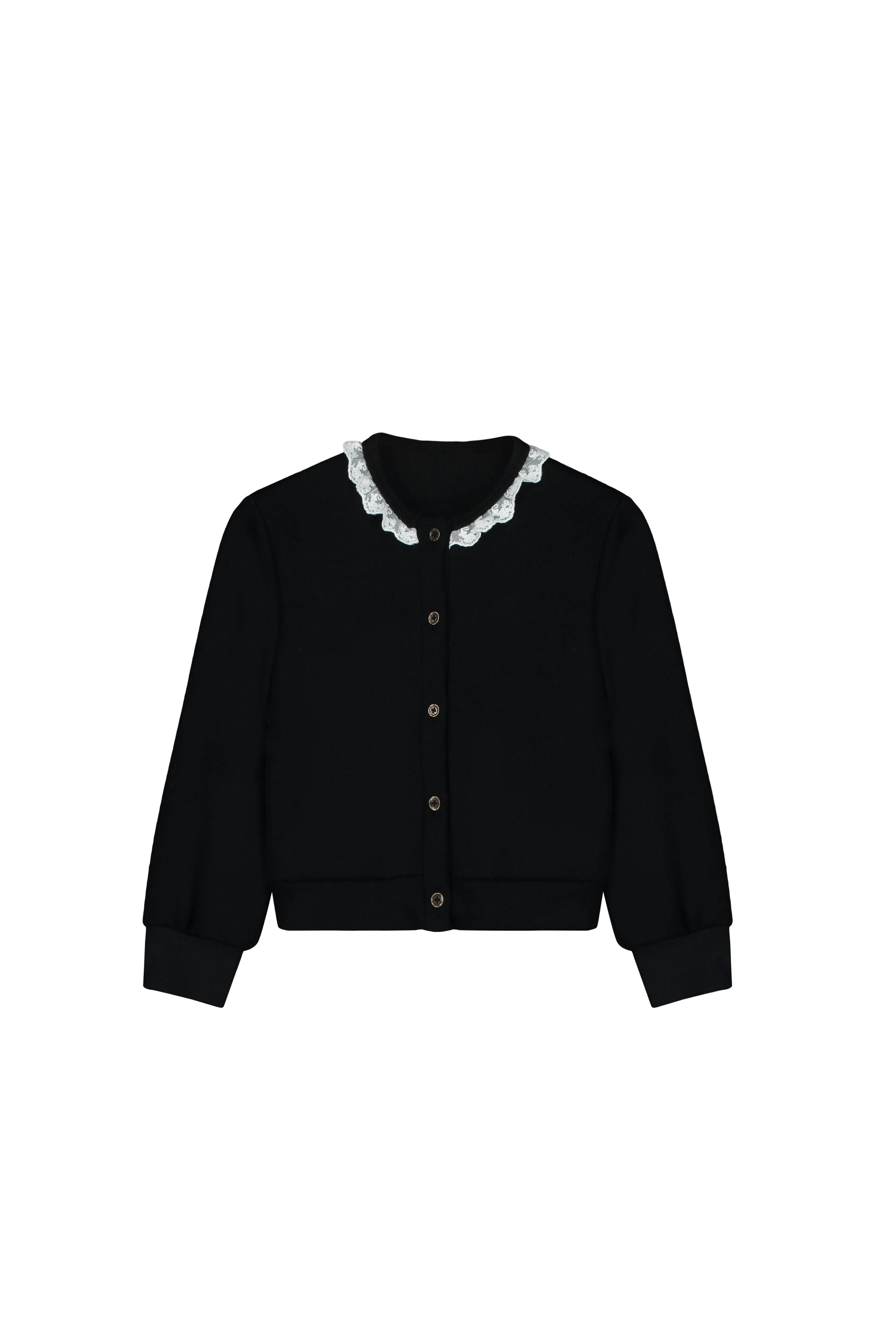 Knit Lace Cardigan Black