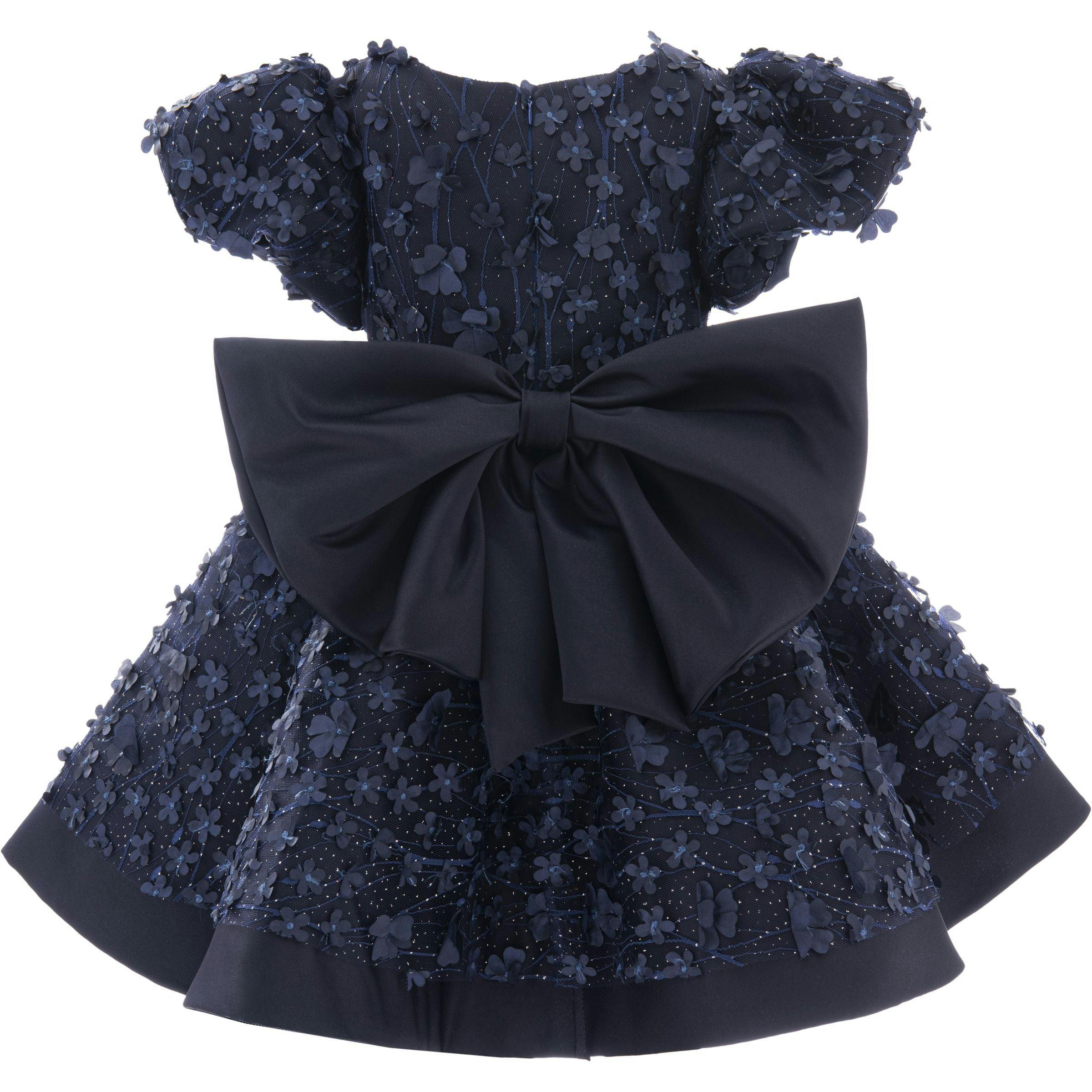Navy Moneta Floral Bow Dress