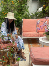 Clematis Bucket Hat (PreOrder Shipping June 19th) - Vintage Blue Azure Tapestry Short Ribbon