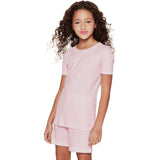 Kid's Pima Snug Fit Pajama Short Set in Pink Stripe