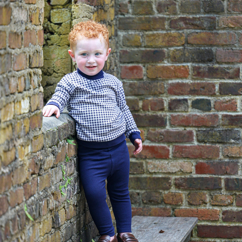 Kids Unisex Soft Gingham Neck Sweatshirt & Legging Set