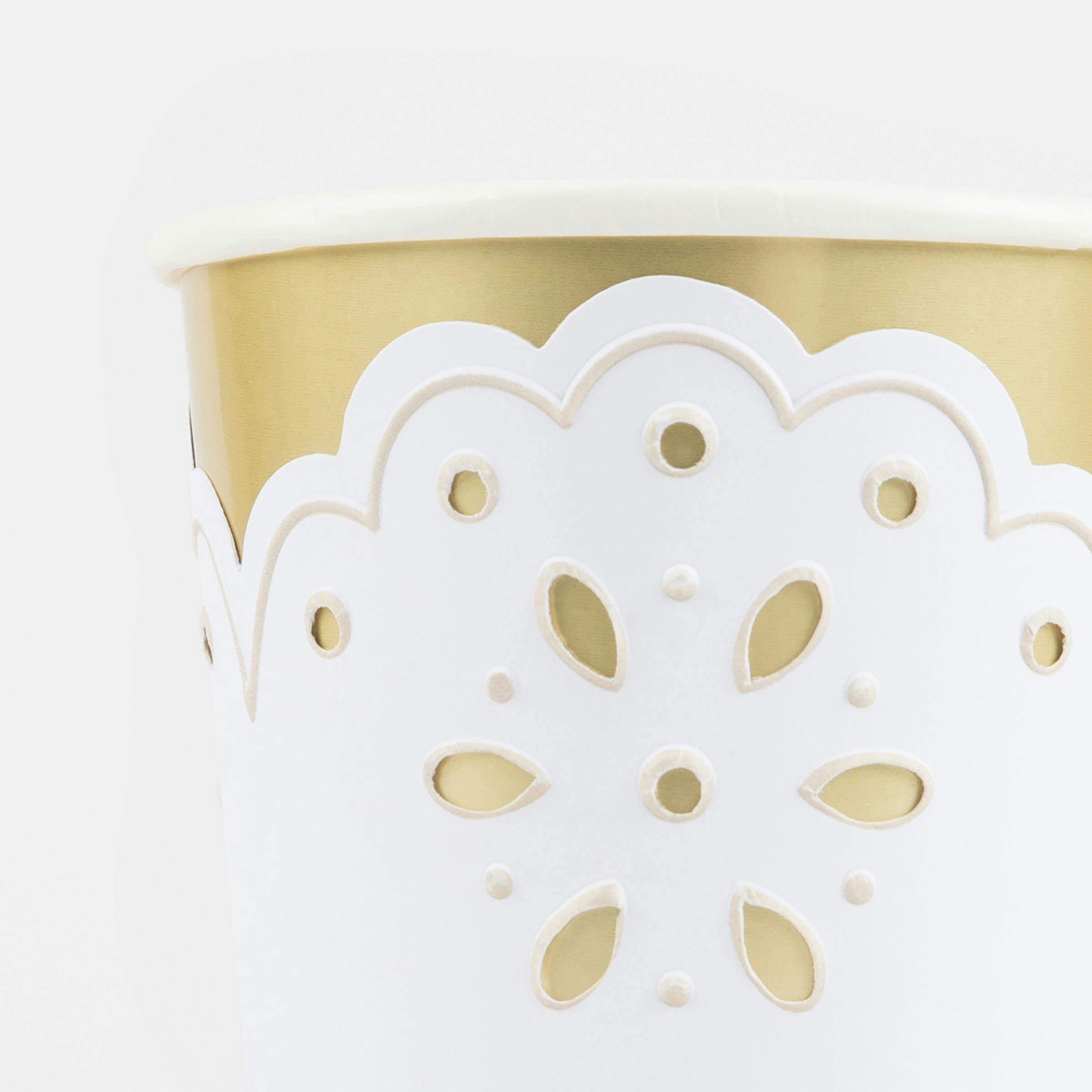 Broderie Anglaise Lace White Cups