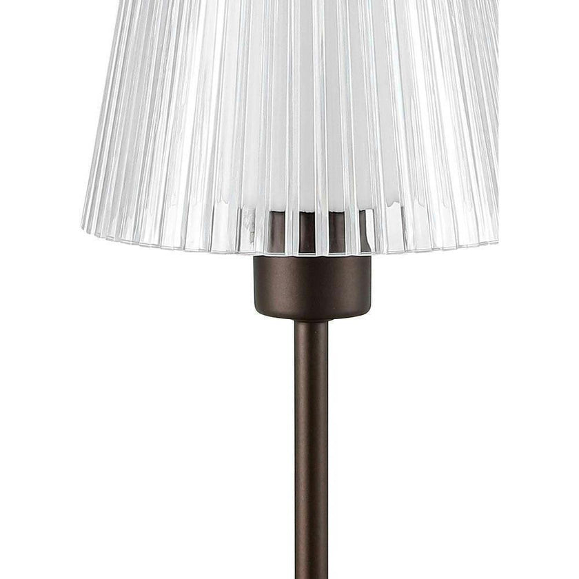 Oscar 12.5" Modern Rechargeable/Cordless Iron/Acrylic Integrated Portable LED Table Lamp with Ribbed Shade