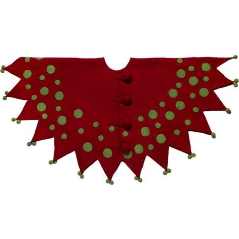 Handmade Felt Jester Red and Green Christmas Tree Skirt 60" Arcadia Home