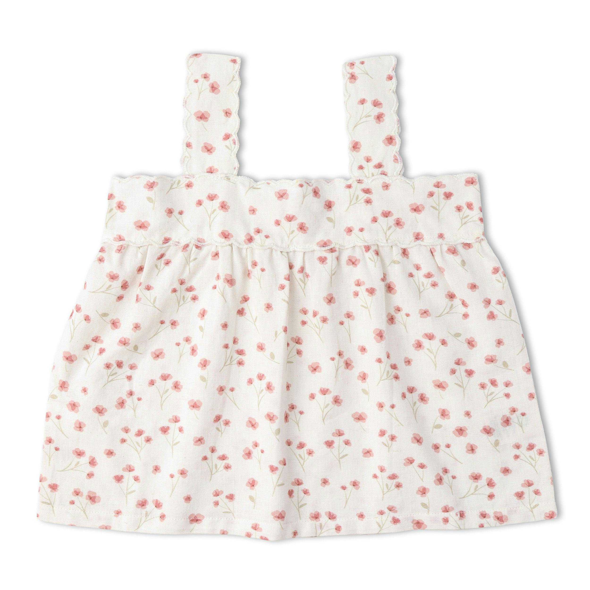 Organic Scalloped Top & Bloomers Set - Pink  Bloom