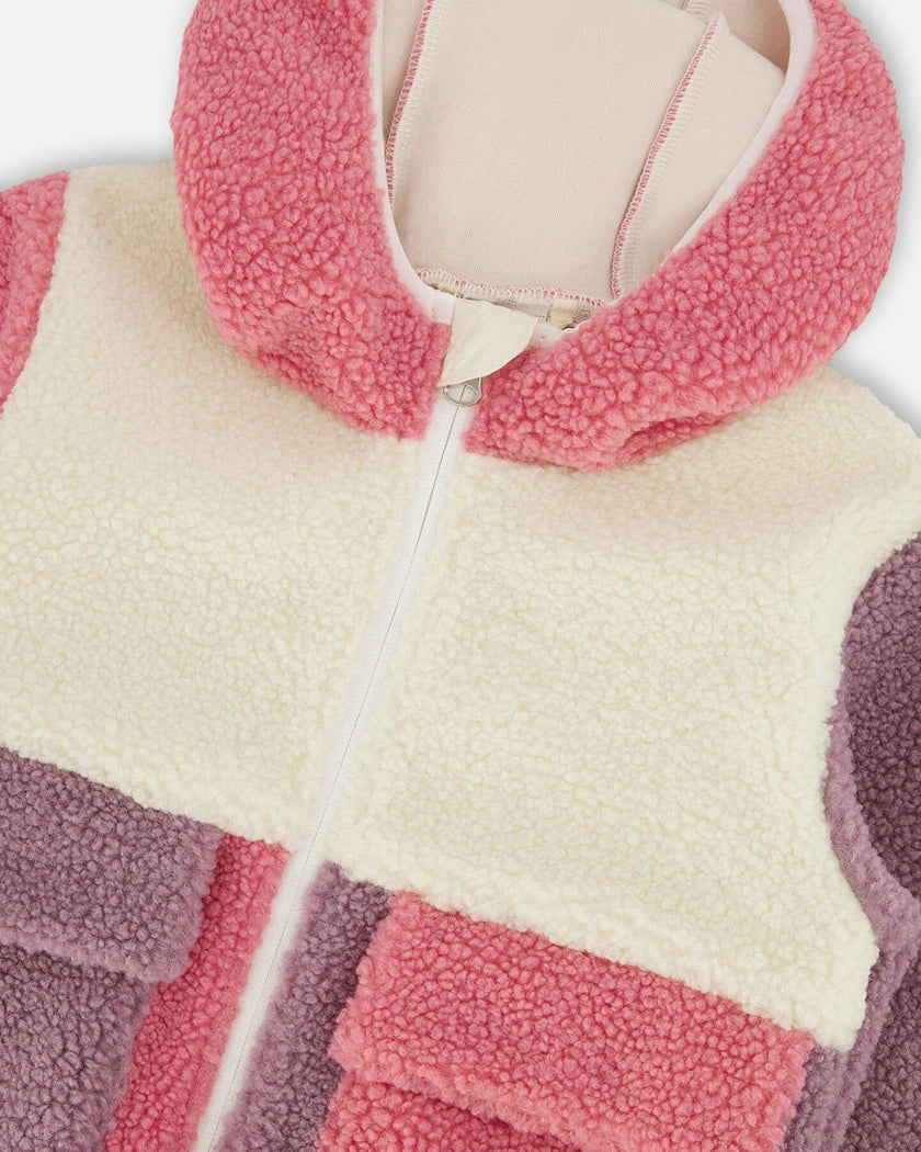 Sherpa Jacket Pink Colorblock