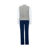 Gray Ruggero Striped Vest Outfit Set