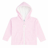Stripe Terry Hoodie with Flower