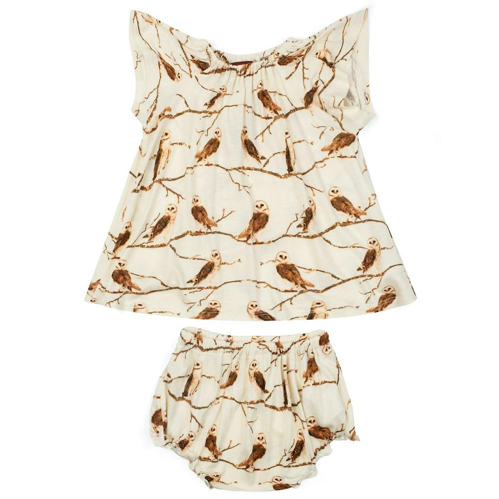 Owl Bamboo Dress & Bloomer Set