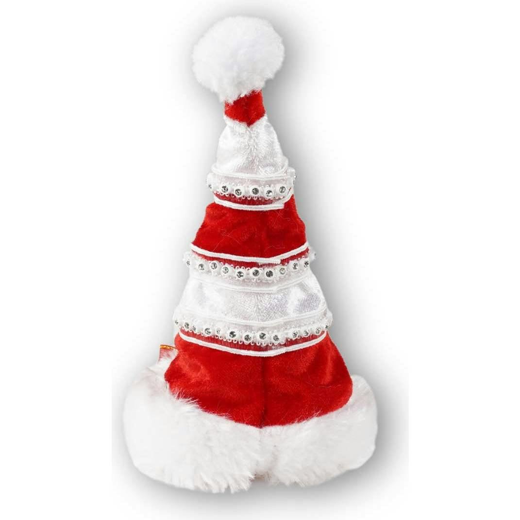 Christmas Pet Hat - Red Ribbon with Holly Leaves
