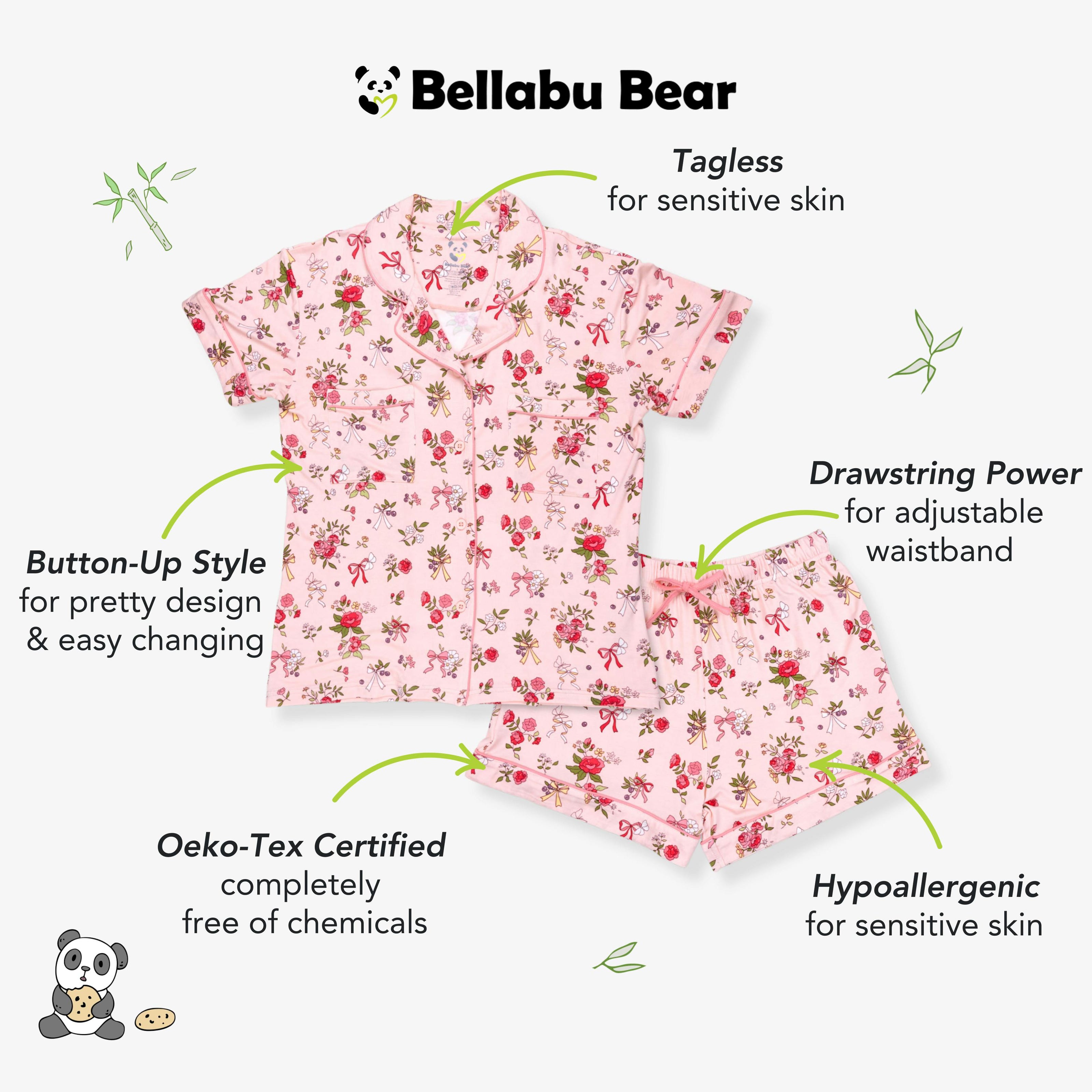 Bows & Blooms Bamboo Women's Pajama Short Set